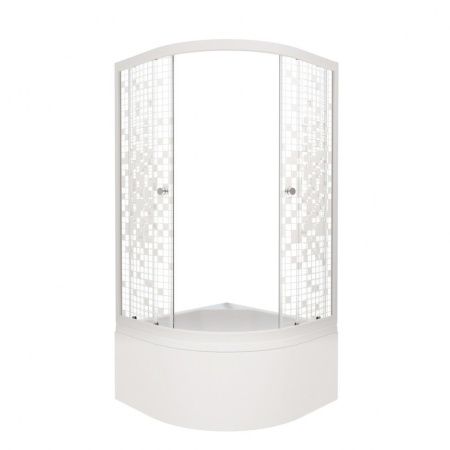 Душевой уголок Тритон Стандарт Щ0000061797 90х90 стекло с рисунком профиль белый с поддоном