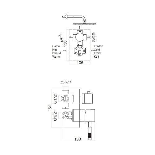 Смеситель для ванны и душа Webert Rimini RI880601015 настенный хром - фото 3