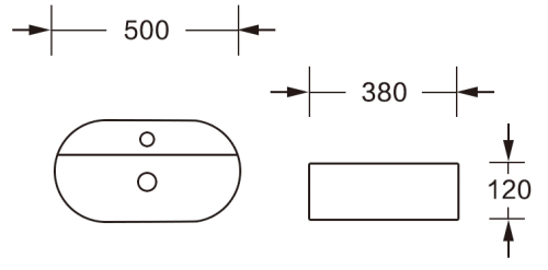 Раковина из сантехнического фарфора MILLEAU NUAGE MU0076-GW 50х38 накладная цвет белый глянцевый без отверстий под смеситель - фото 2