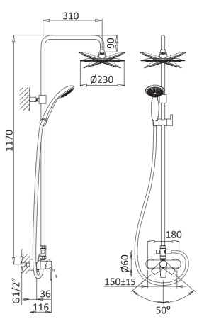 Душевая стойка Cezares NAUTIC NAUTIC-CD-01 настенная цвет хром