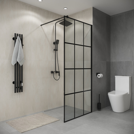 Душевая перегородка Niagara Eco NG-552-90BLACK 90х190 стекло прозрачное профиль черный матовый