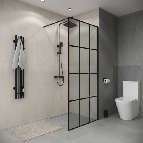 Душевая перегородка Niagara Eco NG-552-90BLACK 90х190 стекло прозрачное профиль черный матовый - фото 2 Душевая перегородка Niagara Eco NG-552-90BLACK 90х190 стекло прозрачное профиль черный матовый - фото 2
