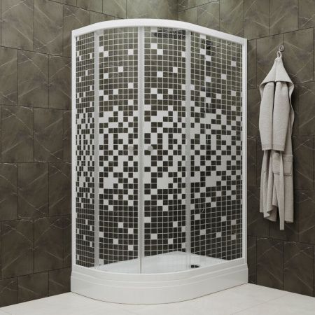 Душевой уголок Тритон Коралл Щ0000061781 120х80 стекло с рисунком профиль белый с поддоном