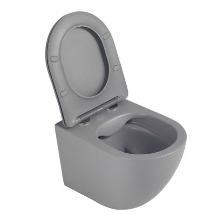 Унитаз подвесной Abber Bequem AC1101MG серый с сиденьем микролифт безободковый каскадный смыв