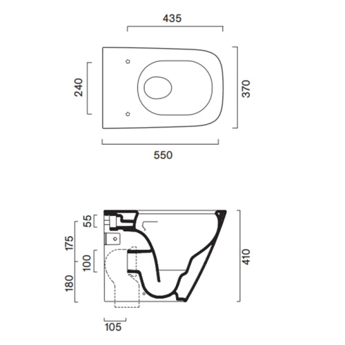 Чаша унитаза напольная Catalano Green 412350001 цвет белый без сиденья безободковая смыв торнадо - фото 2