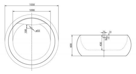 Ванна акриловая BelBagno BB30-1550 155х155 отдельностоящая круглая с ножками