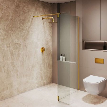 Душевая перегородка RGW Walk In 351005183-16 80х195 стекло прозрачное профиль золото