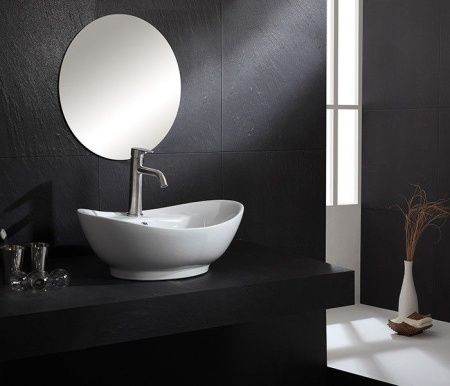 Раковина из сантехнического фаянса CeramaLux 9018 60х40 накладная цвет белый 1 отверстие под смеситель