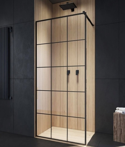 Душевой уголок Cerutti SPA MUZA T80 80х100 стекло прозрачное с рисунком профиль черный - фото 5