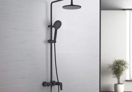 Душевая стойка Aquatek БЕТТА AQ2140MB настенная цвет черный матовый