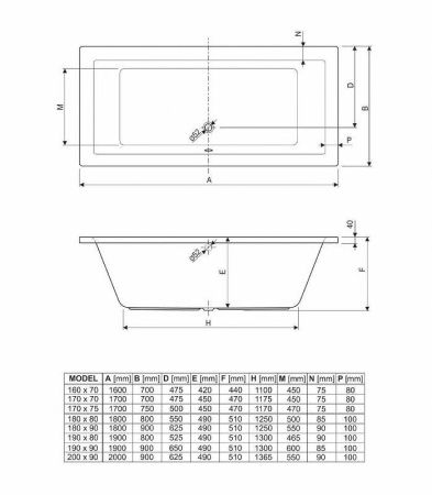 Ванна акриловая Cezares PLANE PLANE-180-80-49-W37 180х80 пристенная прямоугольная без ножек и каркаса