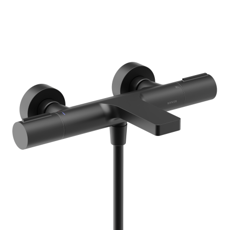 Смеситель для ванны и душа Sancos Etna SC9006MB настенный черный с термостатом