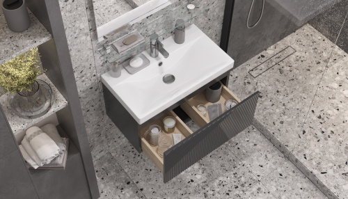 Тумба под раковину Velvex EDGE tp.EDG.9696.70.1Y графит 69х39х34 подвесная цвет графит - фото 4