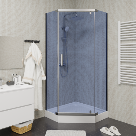 Душевой уголок Parly ZPE911 90х90 стекло тонированное профиль хром глянцевый с поддоном