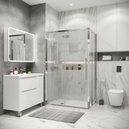 Душевая перегородка Grossman Cosmo 200.K33.02.80.10.02 80х195 стекло текстурное профиль хром