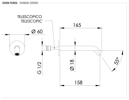Излив Remer X Style 91XDO настенный золото глянцевое
