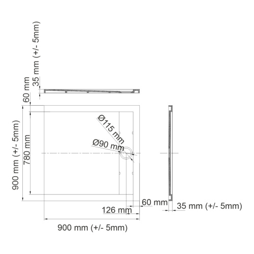 Душевой поддон WasserKRAFT Wiese 84T 84T03 90х90 искусственный камень серый - фото 3