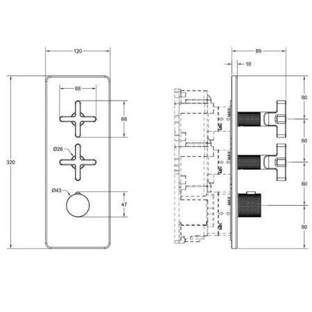 Смеситель для душа Gessi INCISO 58224#299 встраиваемый в стену черный (внешняя часть) с термостатом