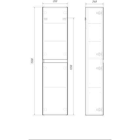 Шкаф-пенал Aqwella Y GE0535MD 40х150 подвесной цвет бежевый