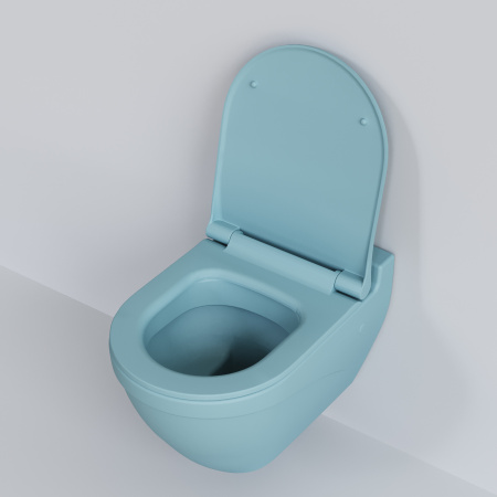 Унитаз подвесной Ambassador Nord 133T20801-132T20801S голубой матовый с сиденьем