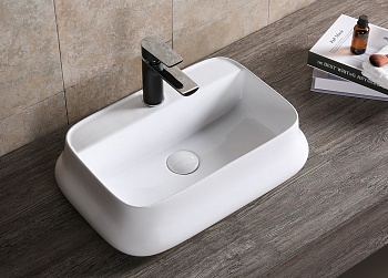 Раковина из сантехнического фарфора Cerutti SPA CR0061 53х37 накладная цвет белый 1 отверстие под смеситель