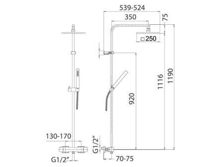 Душевая стойка Mamoli Shower Systems 383708420021 настенная хром