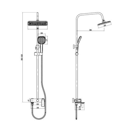 Душевая стойка Voda VST220NVRG настенная цвет розовое золото - фото 3