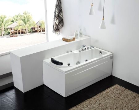 Ванна акриловая гидромассажная Gemy G9006-1.7 B R 170х75 пристенная прямоугольная с каркасом