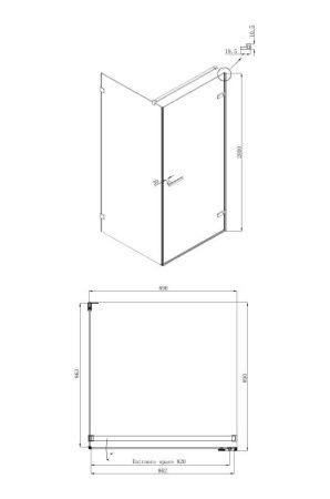 Душевой уголок Ambassador Abner 10011101R 90х90 стекло прозрачное профиль хром без поддона