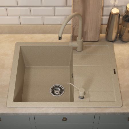 Кухонная мойка Uperwood Quartz Premium UPD-03 3910202109 65х50 цвет бежевый поверхность матовая