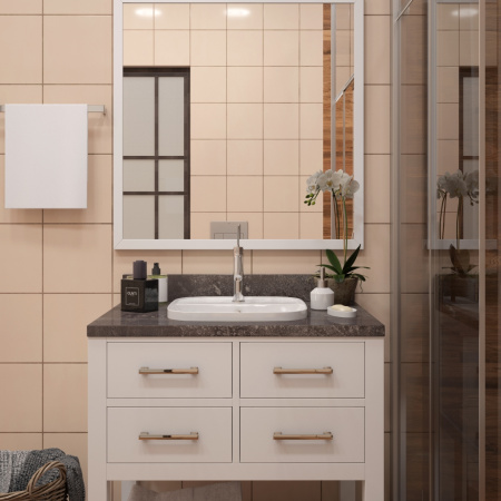 Раковина из сантехнического фарфора Teymi Solli T50205 43х43 накладная цвет белый 1 отверстие под смеситель