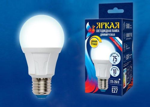 Лампа светодиодная диммируемая Uniel LED-A60 10W/6500K/E27/FR/DIM PLP01WH картон - фото 2