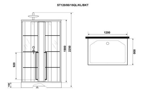 Душевая кабина Niagara Standart ST120/80/15QL/KL/BKT 120х80 прямоугольная без крыши ориентация левая
