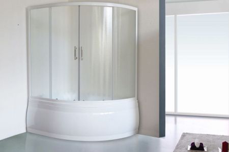 Душевая шторка на ванну Royal Bath ALPINE RB150ALP-C 150х150 стекло матовое профиль белый ориентация универсальная