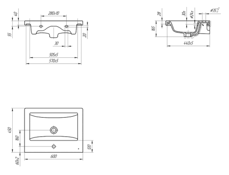 Раковина мебельная керамическая Cersanit Como 60 S-UM-COM60/1-w 60х50 накладная цвет белый 1 отверстие под смеситель