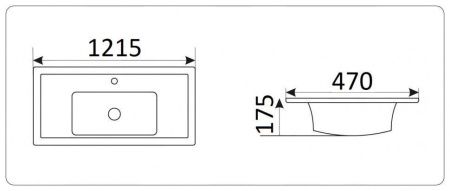 Раковина из сантехнического фаянса CeramaLux 840-120 120х50 встраиваемая цвет белый 1 отверстие под смеситель