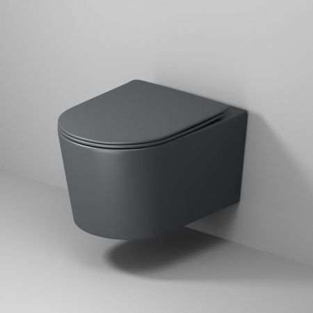 Унитаз подвесной Grossman Торнадо GR-4499GMSQ серый с сиденьем микролифт безободковый смыв торнадо