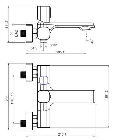 Смеситель для ванны Creavit AL2500 настенный хром