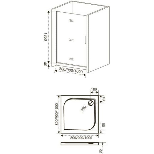 Душевая дверь Good Door FANTASY ФА00033 90х185 стекло прозрачное профиль хром глянцевый - фото 3