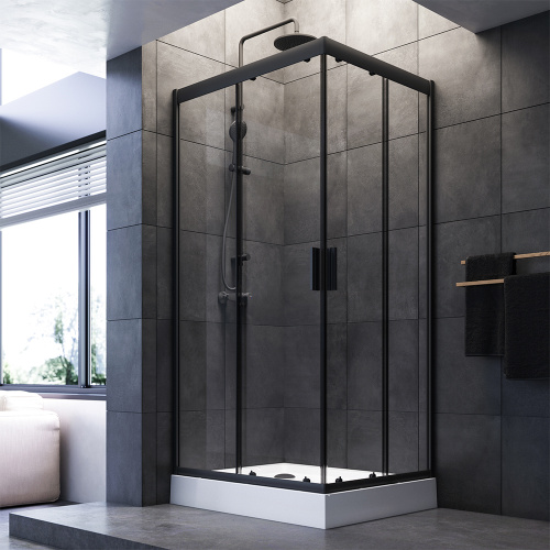 Душевой уголок Am.Pm Gem W90G-404-100280-BT 80х100 стекло прозрачное профиль черный матовый без поддона Душевой уголок Am.Pm Gem W90G-404-100280-BT 80х100 стекло прозрачное профиль черный матовый без поддона