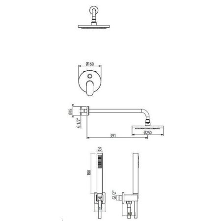 Душевой гарнитур Gattoni H2Omix7000 7009070NS (старый арт. KTH715/PDNS) настенный никель