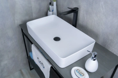 Раковина керамическая Gid Geométrico 51189 60х30 накладная цвет белый без отверстий под смеситель