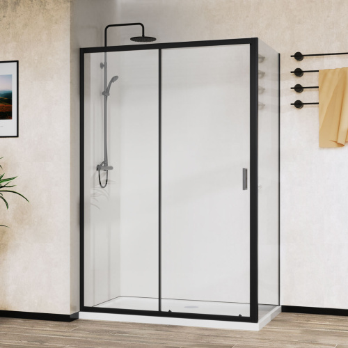 Душевой уголок Vincea City VSR-5CT9012CLB 120х90 стекло прозрачное профиль черный