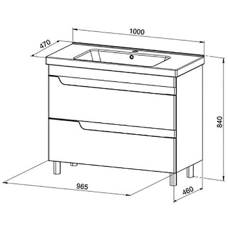 Тумба с раковиной Orange TOPLINE-Milano TMR100+RA 100х50 цвет белый