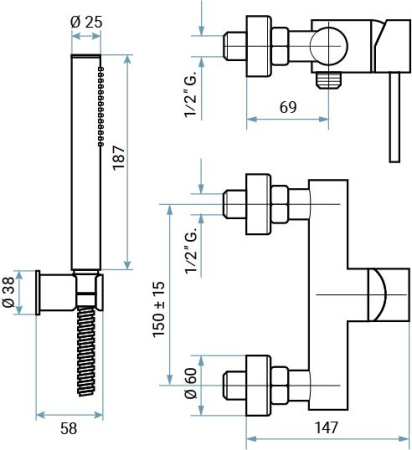 Смеситель Emmevi Piper 45002B/CR настенный хром