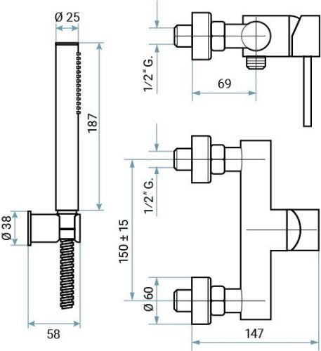 Смеситель Emmevi Piper 45002B/CR настенный хром - фото 2