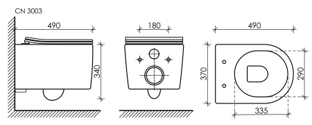 Унитаз подвесной Ceramica Nova MOMENTS CN3003 белый с сиденьем микролифт безободковый душевой смыв
