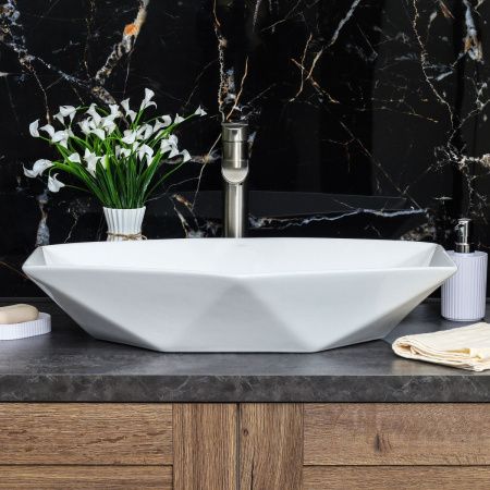 Раковина из сантехнического фарфора Melana 78125-805 60х40 накладная цвет белый без отверстий под смеситель