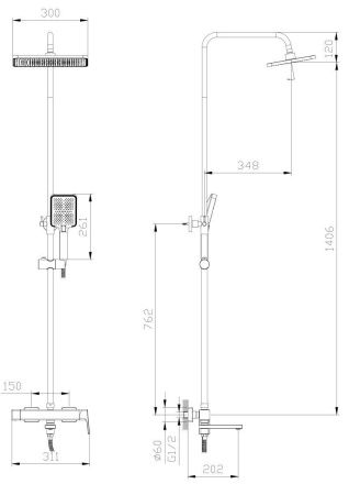 Душевая стойка Rush ST4235-90 настенная цвет хром