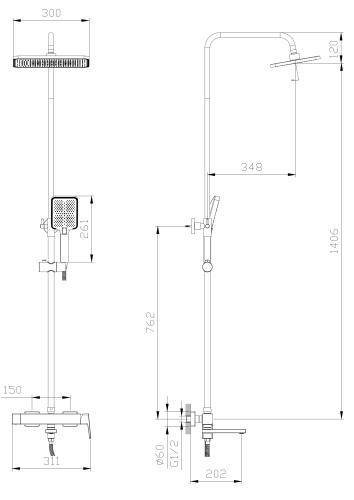 Душевая стойка Rush  ST4235-90 настенная цвет хром - фото 2